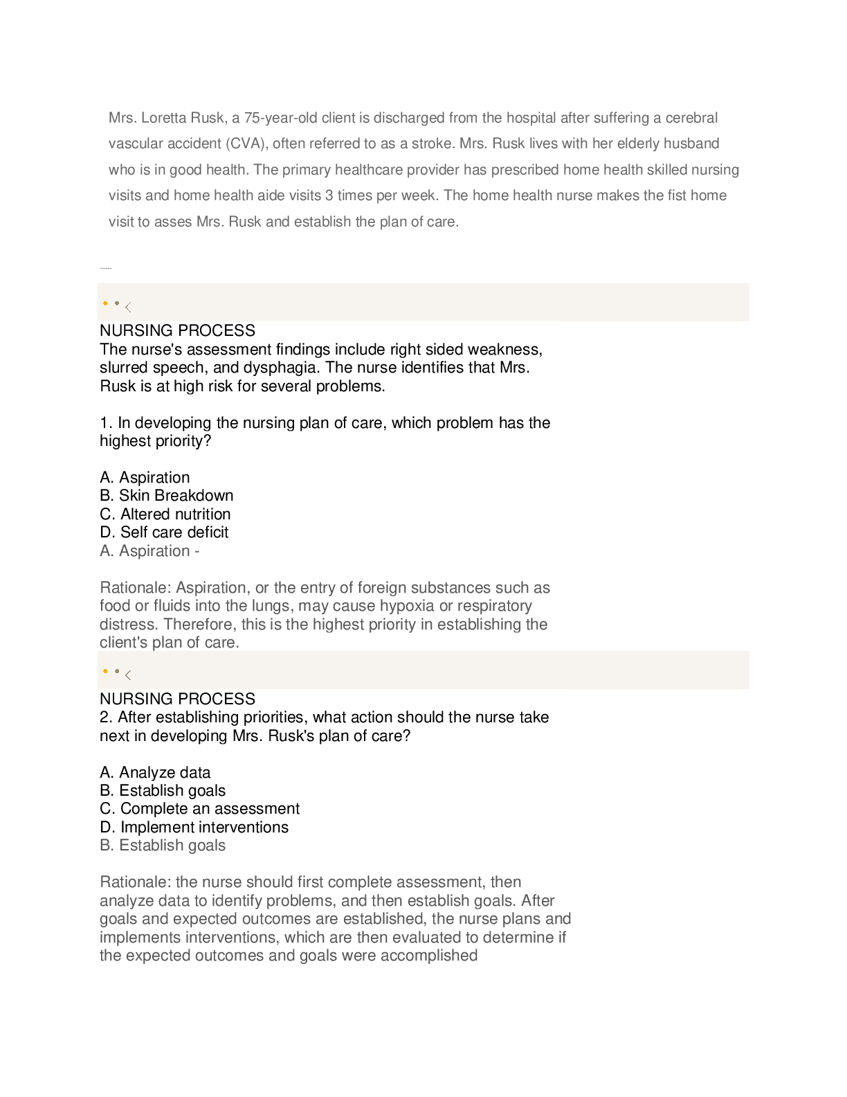 Preview of NURSING 101 HESI RN Case Studies: Altered Nutrition, Constipation and Urinary Patterns